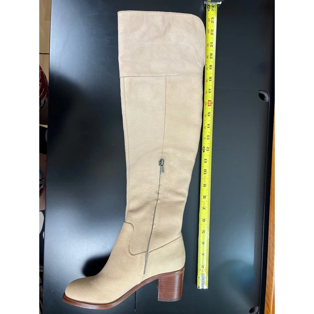 Sam Edelman Joplin Bone Leather Over The Knee Block Heel Boots Womens 8.5 M